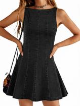 Vestido: macacão jeans casual feminino Yousify, de verão, sem mangas