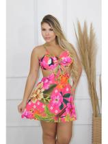 Vestido macaquinho feminino short saía com alcinha regulável LERIMAR