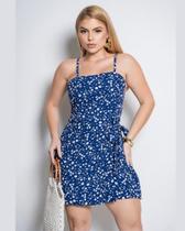 Vestido Macaquinho Shorts Saia Alças Finas com Elastex nas Costas