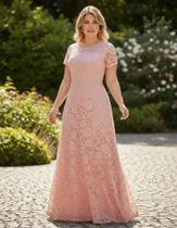 Vestido Madrinha 01 Noiva Plus Size Renda Batizado Civil Festa