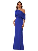 Vestido Mãe da Noiva BITALY Plus Size azul acetinado 16W