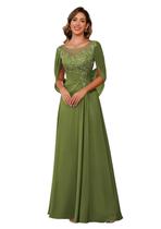 Vestido Mãe da Noiva RUMUGUYA Olive Green Chiffon A Line