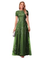 Vestido Mãe da Noiva YOFF Tule Lace Olive Green