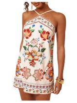 Vestido MakeMechic Halter com estampa tropical sem encosto para mulheres