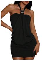 Vestido MakeMechic Ruffle Mini Y2k, sem encosto, sem mangas, preto Vestido MakeMechic Ruffle Mini Y2k, sem encosto, sem mangas, preto