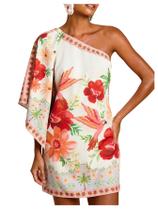 Vestido MakeMeChic Summer Tropical Floral de Um Ombro Vermelho Vestido MakeMeChic Summer Tropical Floral de Um Ombro Vermelho