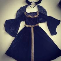 Vestido Malévola Infantil capa e asas