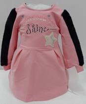 Vestido Malha Bordado Manga Pelo Luxo Menina Paraiso 13231