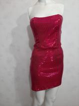 Vestido malha de paitê rosa pink (Tam: P/M)