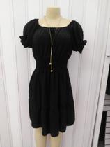 Vestido malha midi manga curta preto tam unico veste ate gg