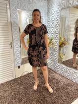 vestido malha preto estampado