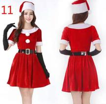 Vestido Mamãe Noel Veludo Adulto Fantasia Roupa Natal Festa Vestido Mamãe Noel Veludo Adulto Fantasia Roupa Natal Festa