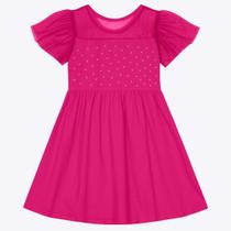 Vestido Manga Curta Detalhes Tule Infantil Feminino Kyly 1000250