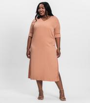 Vestido Manga Curta em Viscose Secret Glam Marrom Vestido Manga Curta em Viscose Secret Glam Marrom