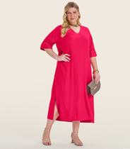 Vestido Manga Curta em Viscose Secret Glam Vermelho Vestido Manga Curta em Viscose Secret Glam Vermelho