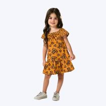 Vestido Manga Curta Estampa Coração Infantil Menina Kyly 1001007 Mostarda Vestido Manga Curta Estampa Coração Infantil Menina Kyly 1001007 Mostarda