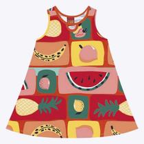 Vestido Manga Curta Estampa Frutas Infantil Feminino Kyly 1000220