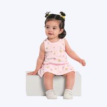 Vestido Manga Curta Estampado Bebê Menina Brandili 26826 Rosa Claro