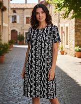 Vestido Manga Curta Estampado Em Algodão P Ao Xgg Malwee