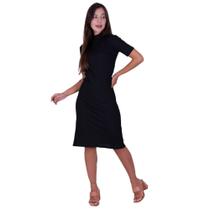 Vestido Manga Curta Gola Alta Inverno Midi -c1 VESTIDO MONALISA