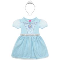 Vestido Manga Curta Infantil Cinderela Azul - Disney