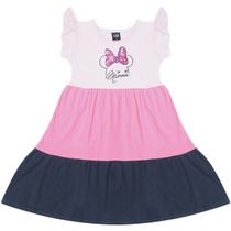 Vestido Manga Curta Infantil Minnie Rosa - Disney