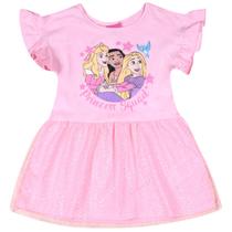 Vestido Manga Curta Infantil Princesas Rosa - Disney V