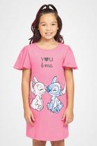 Vestido Manga Curta Infantil Stitch You and Me - Fakini
