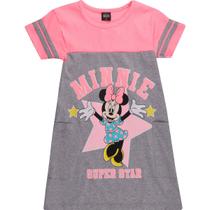 Vestido Manga Curta Minnie Cinza