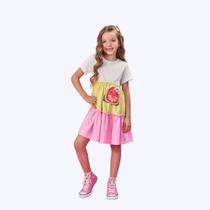 Vestido Manga Curta Três Marias Com Bolsinha Infantil Menina Mundo Cinti 12508 Natural