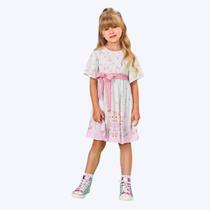 Vestido Manga Curta Ursinho Infantil Menina Mundo Cinti 12502 Rosa Vestido Manga Curta Ursinho Infantil Menina Mundo Cinti 12502 Rosa