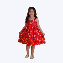 Vestido Manga Curta Vermelho Infantil Menina Precoce 5525 Vestido Manga Curta Vermelho Infantil Menina Precoce 5525