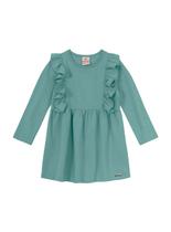 Vestido Manga Longa Brandili 55972 Infantil Babados Cotton T. 01/03