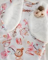 Vestido manga longa com bolero. Cor off white com bolero branco. Tamanho 04