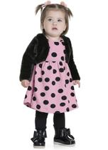 Vestido manga longa com bolero em pelúcia Fakini