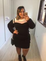 Vestido Manga Longa com Bolso Plus Size