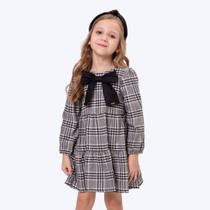 Vestido Manga Longa Com Laço Infantil Menina Vigat 4000 Preto