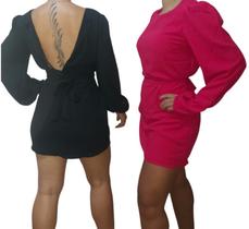 Vestido manga longa curto