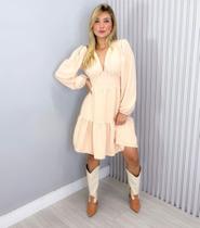 Vestido manga longa e decote V Vestido manga longa e decote V