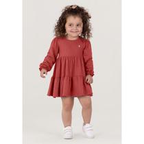 Vestido Manga Longa Em Cotton Menina Vermelho