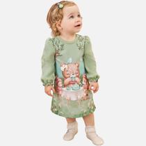 Vestido Manga Longa Em Malha Bee Bebê Menina Infanti 79382 Verde