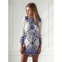 Vestido Manga Longa Estampado Blogueira Papilloo Vestido Manga Longa Estampado Blogueira Papilloo