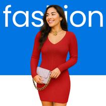 Vestido Manga Longa Feminino Tricot Detalhe Trançado Curto Vestido Manga Longa Feminino Tricot Detalhe Trançado Curto