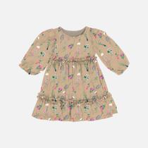 Vestido Manga Longa Flower Tule Sublimado Infantil Menina Have Fun 29423 Preto