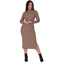 Vestido Manga Longa Gola Alta Inverno Midi Patrícia