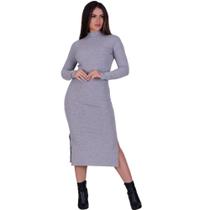 Vestido Manga Longa Gola Alta Inverno Midi Patrícia