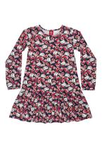 Vestido Manga Longa Infantil em Cotton Bee Loop Vestido Manga Longa Infantil em Cotton Bee Loop