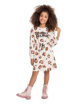 Vestido Manga Longa Infantil em Molecotton Gloss