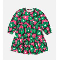 Vestido Manga Longa Infantil Floral Verde/Rosa Inverno Momi Vestido Manga Longa Infantil Floral Verde/Rosa Inverno Momi
