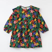 Vestido Manga Longa Infantil Malha Ramo de Flor Fábula